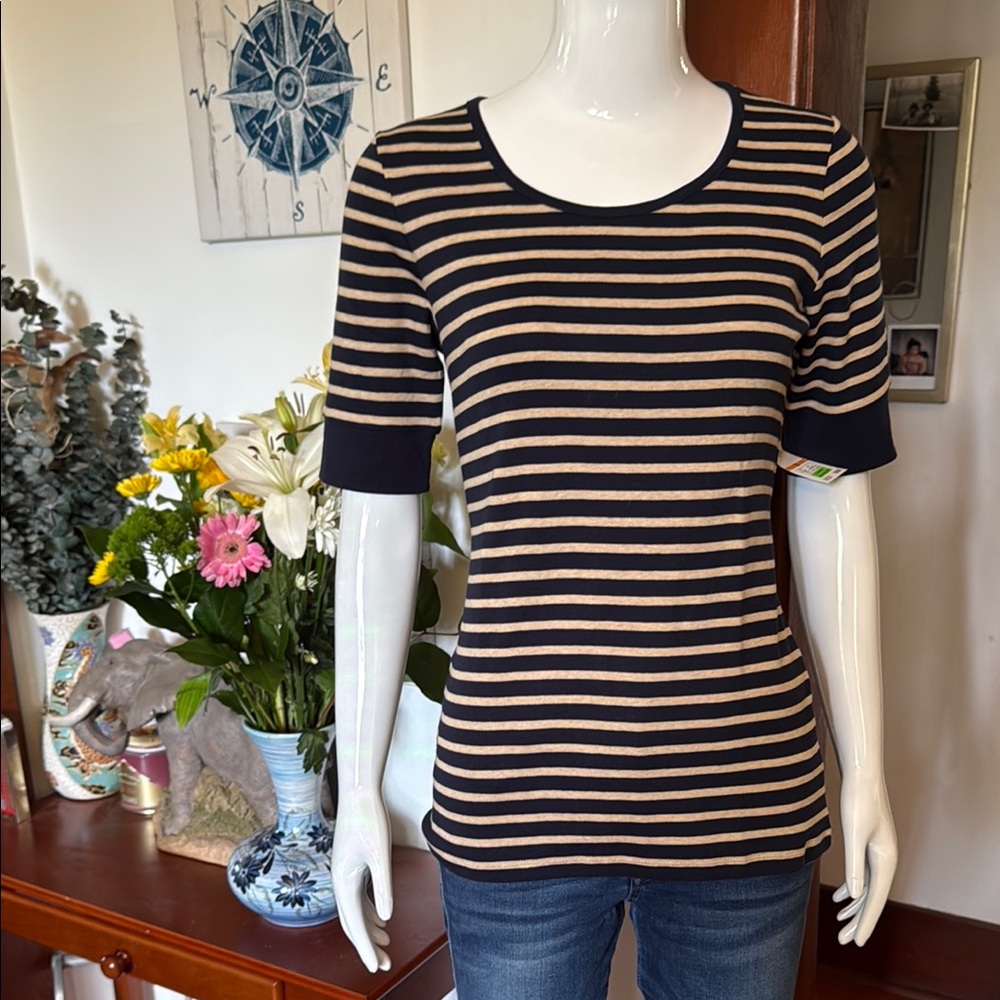 NWT jones NY size small Striped Blue and Tan Women's Top